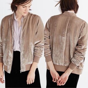 Madewell Velvet Bomber Jacket Size Medium‎ Silk Blend
